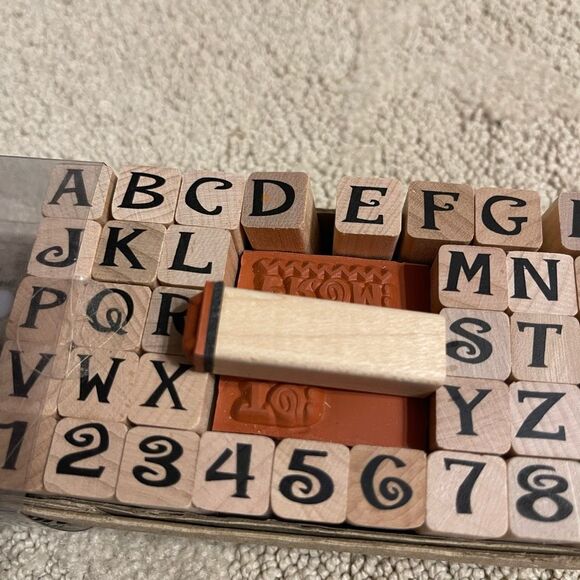 All Night Media Jive Alphabet Wood Mount Rubber Stamps Upper Case Letter Number - Picture 4 of 6